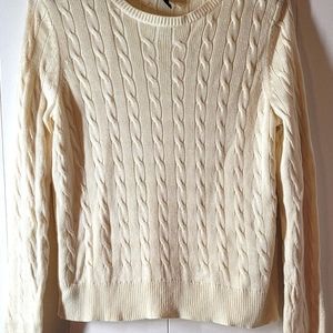 Lauren Ralph lauren  cream color  petite   medium  sweater cable knit